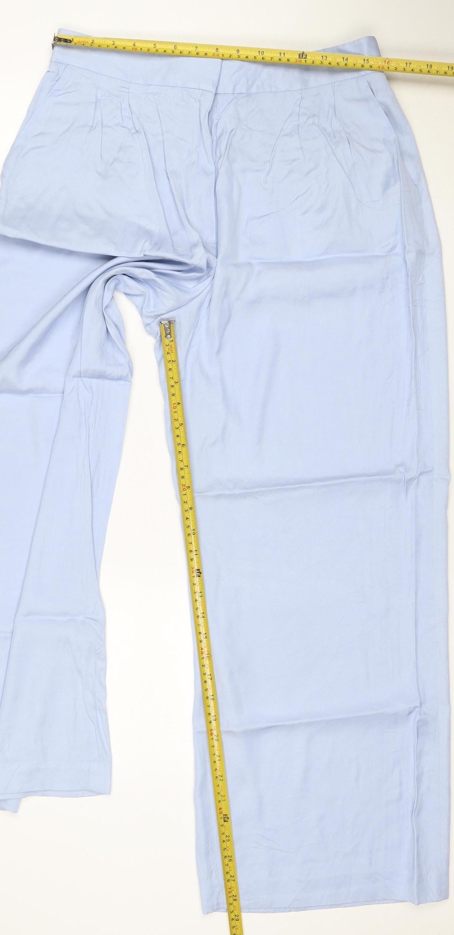 Jaeger Women Blue Wide-Leg Viscose Trousers Size 14