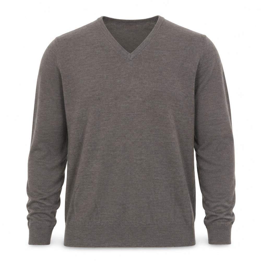 Marks and Spencer Men's Brown Merino Wool V-Neck Jumper L