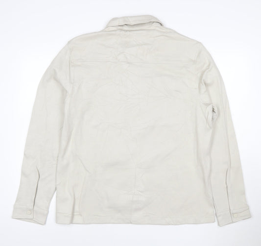 Marks and Spencer Men’s Beige Twill Zip Jacket L Collared Cotton Blend