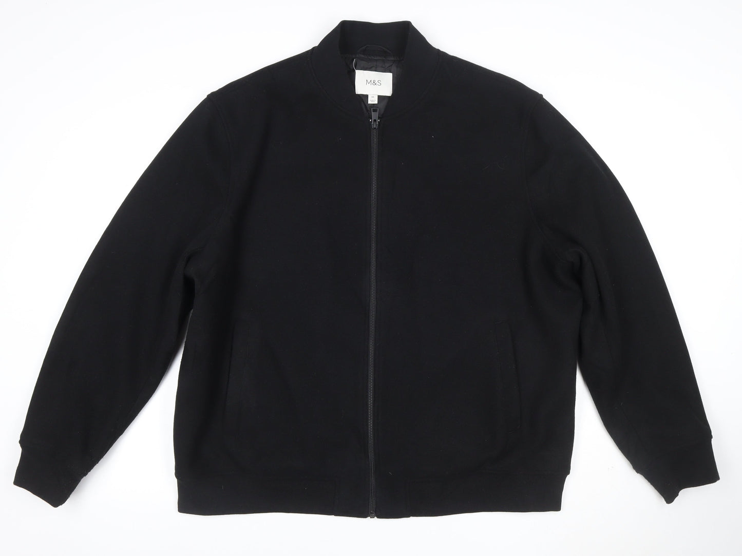 Marks and Spencer Men's Black 2XL Bomber Jacket Full Zip