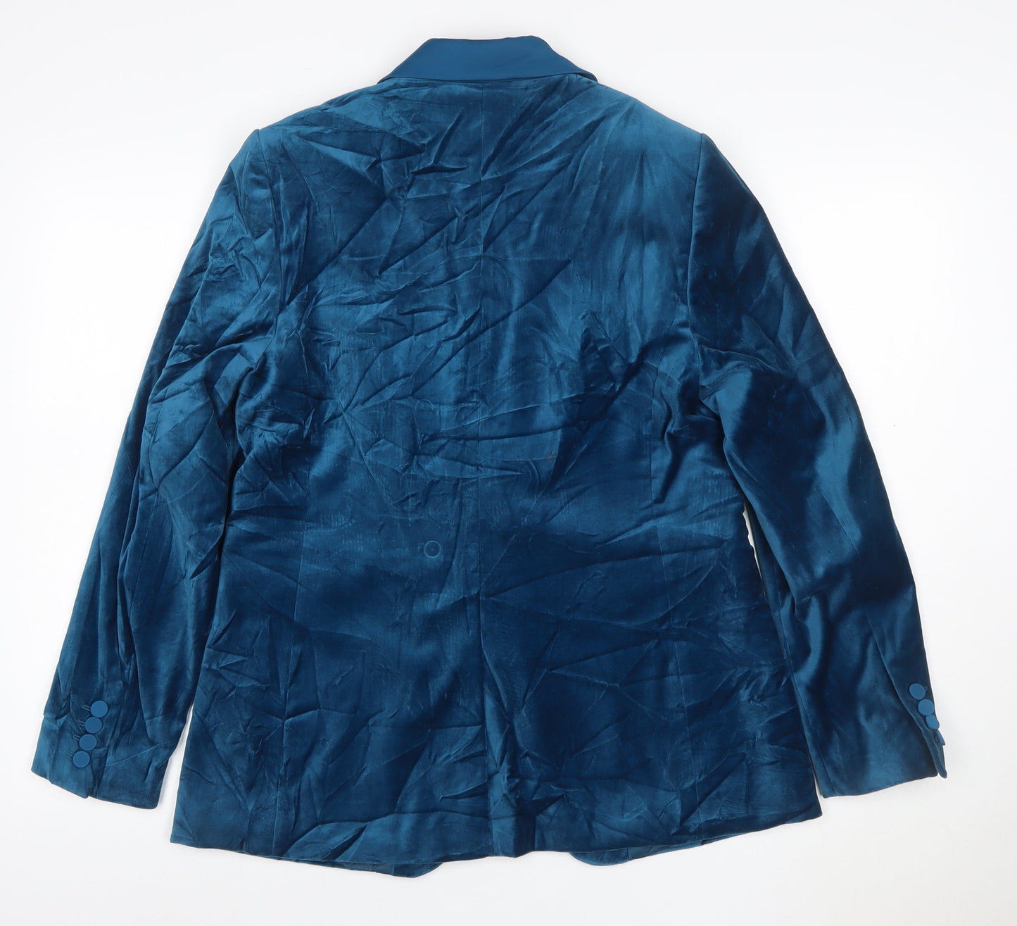 Marks and Spencer Women’s Blue Velvet Single-Breasted Blazer Size 12
