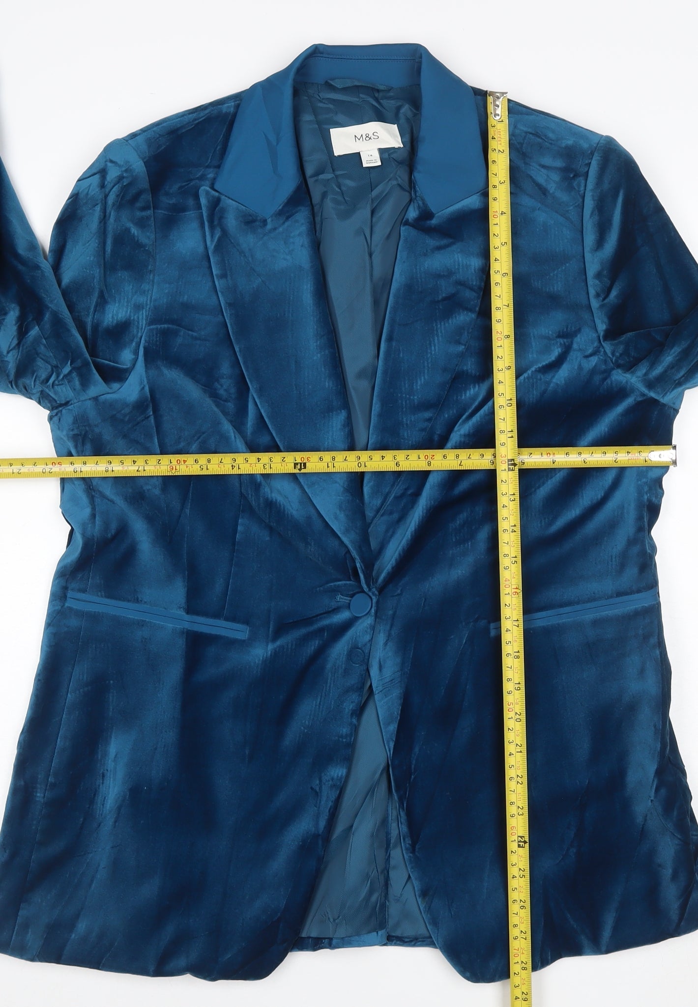 Marks and Spencer Women's Blue Velvet Blazer Size 14