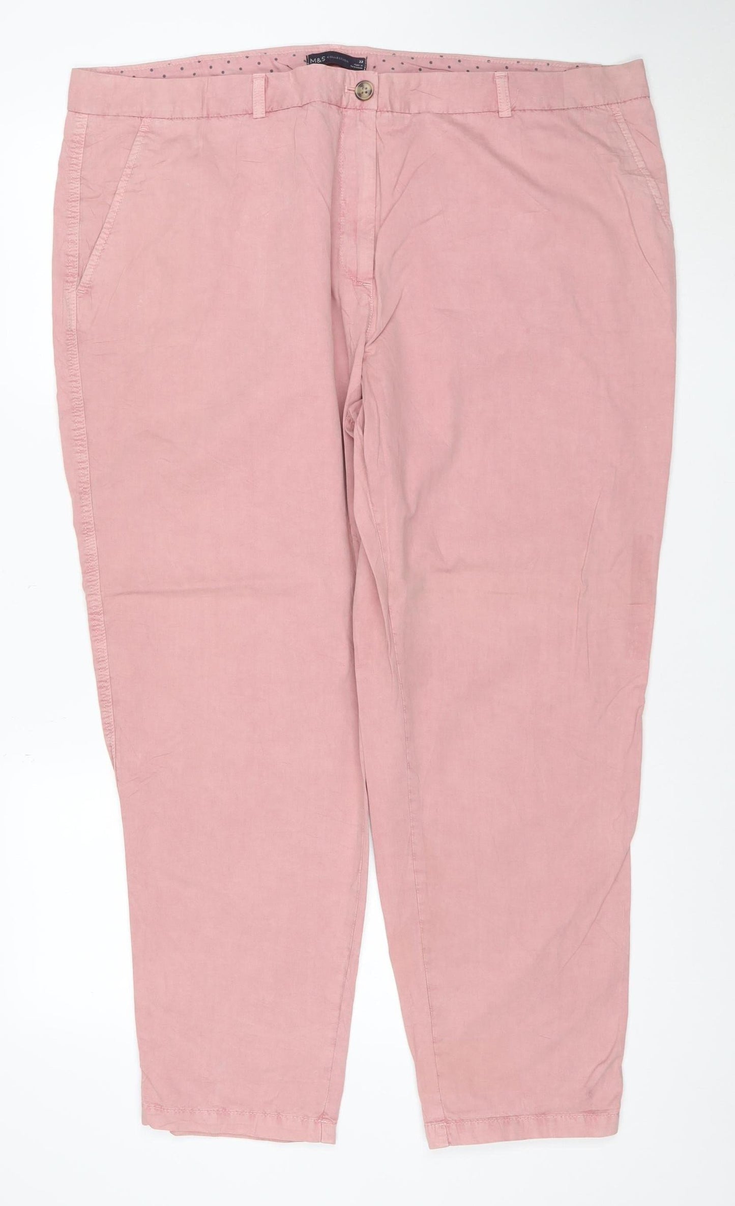 Marks and Spencer Women Pink Straight Cotton Jeans Size 22