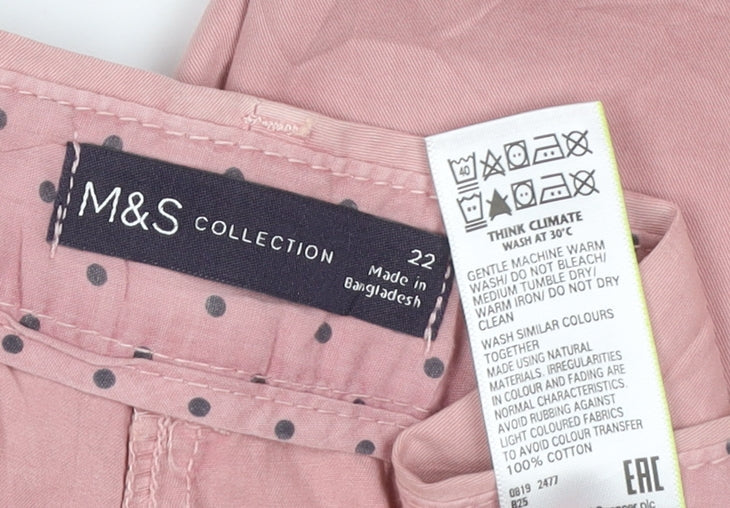 Marks and Spencer Women Pink Straight Cotton Jeans Size 22
