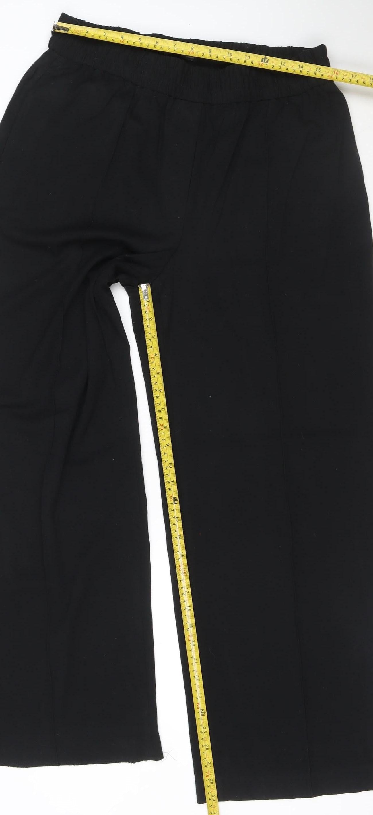 Marks and Spencer Womens Black Size 14 Wide-Leg Trousers