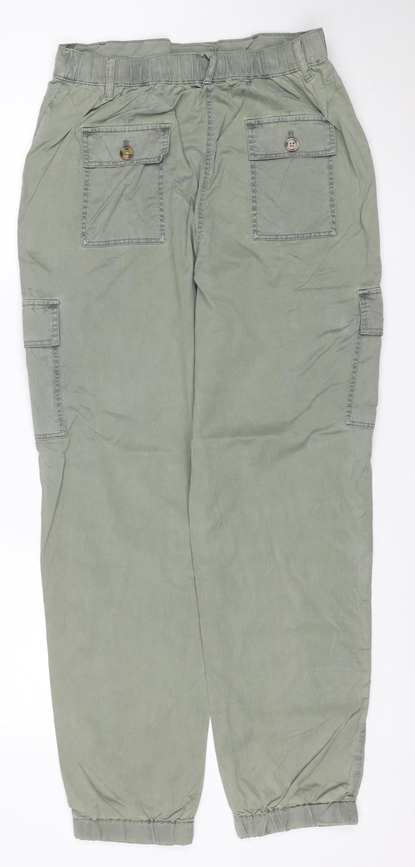 Marks and Spencer Womens Green Size 10 Cargo Trousers Lightweight Cotton Modal