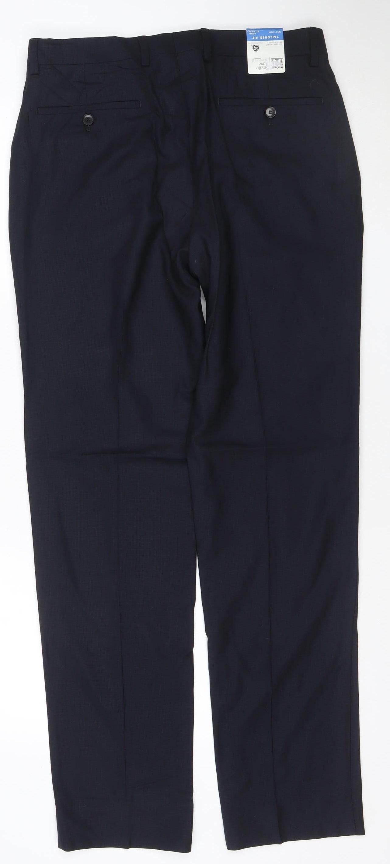 Marks and Spencer Savile Row Black Wool Tailored Mens Dress Trousers 32R
