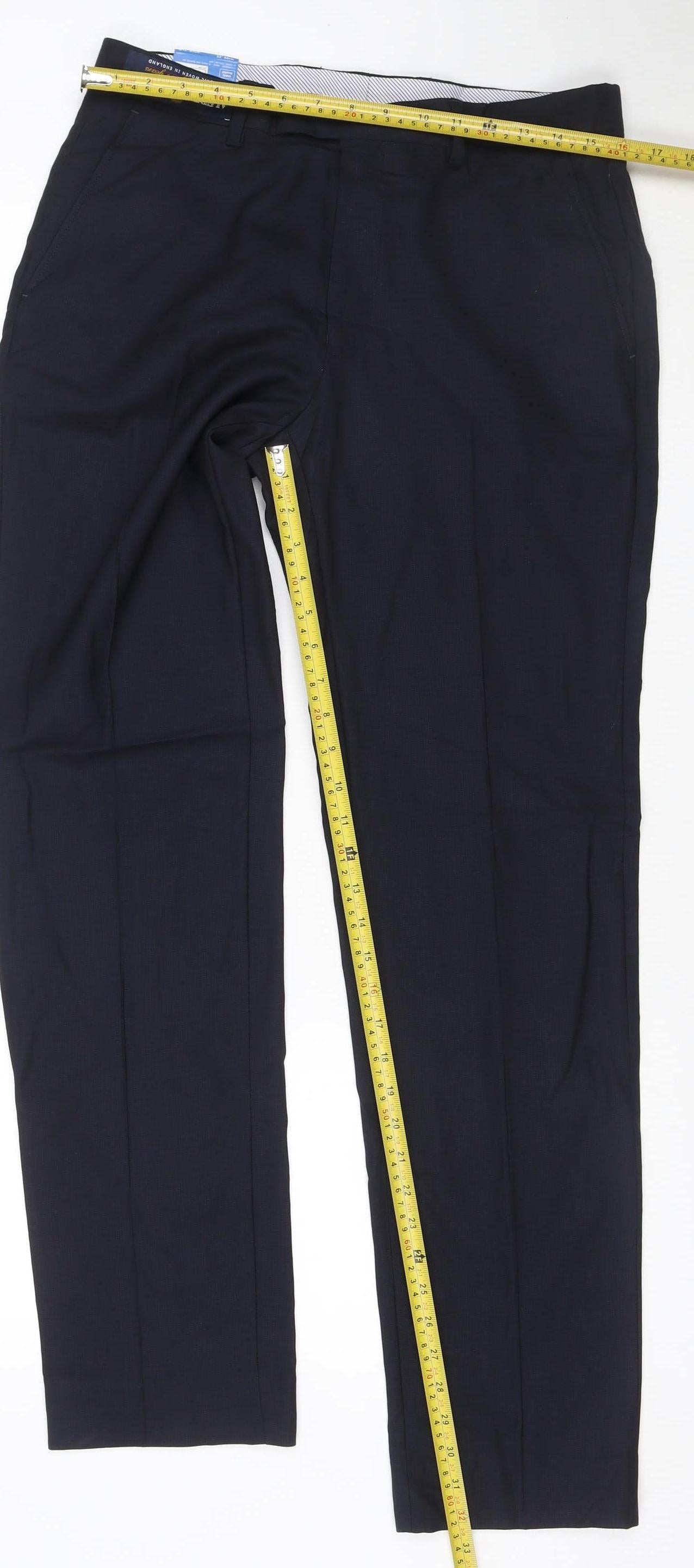 Marks and Spencer Savile Row Black Wool Tailored Mens Dress Trousers 32R