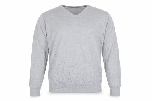 Marks and Spencer Men’s Grey Merino Wool V-Neck Jumper Size L