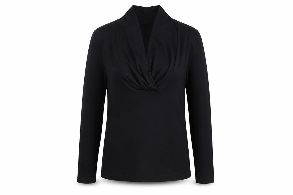 Monsoon Womens Black Wrap Style Long Sleeve Top Size 12