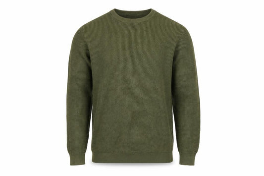 Jacamo Men's Green Cotton Waffle Knit Crew Neck Jumper Size M