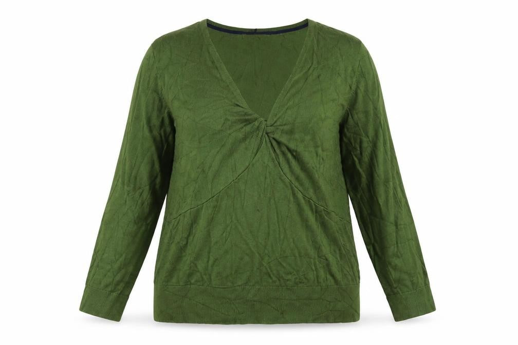 John Lewis Women's Green V-Neck 3/4 Sleeve Pullover Jumper Size 18