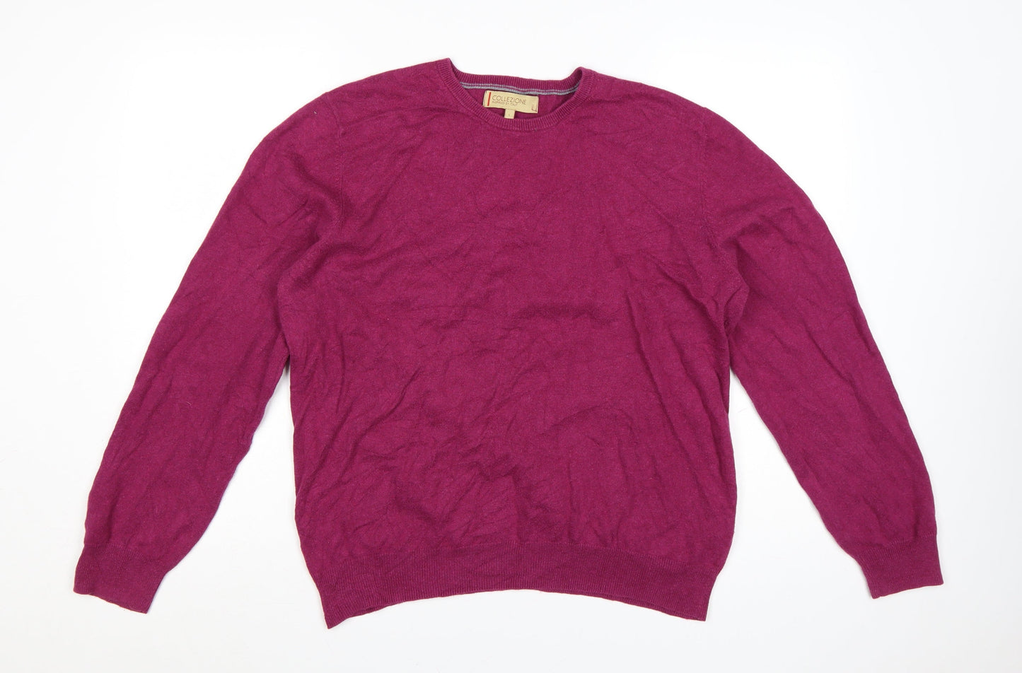 Marks and Spencer Men's Pink Wool Cashmere Crew Neck Jumper L