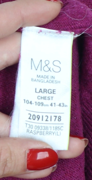 Marks and Spencer Men's Pink Wool Cashmere Crew Neck Jumper L