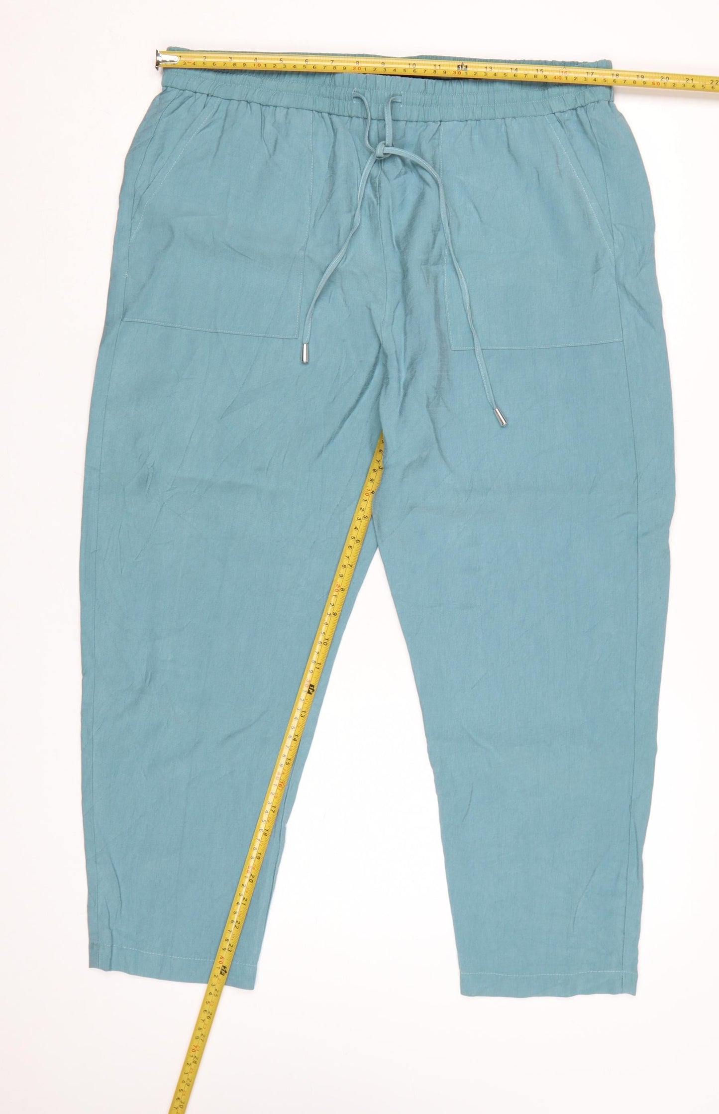 Marks and Spencer Women Blue Cropped Tapered Trousers Size 18