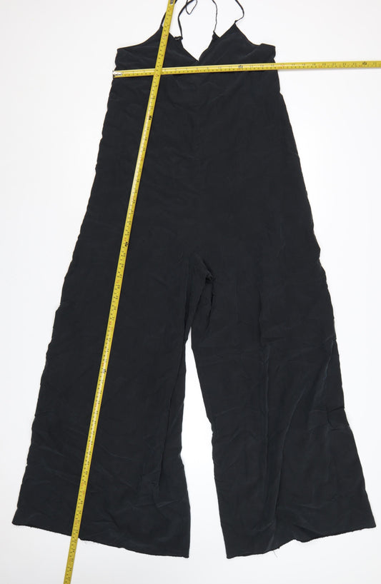 Zara Women Black Wide-Leg Strappy Jumpsuit Size S Lightweight