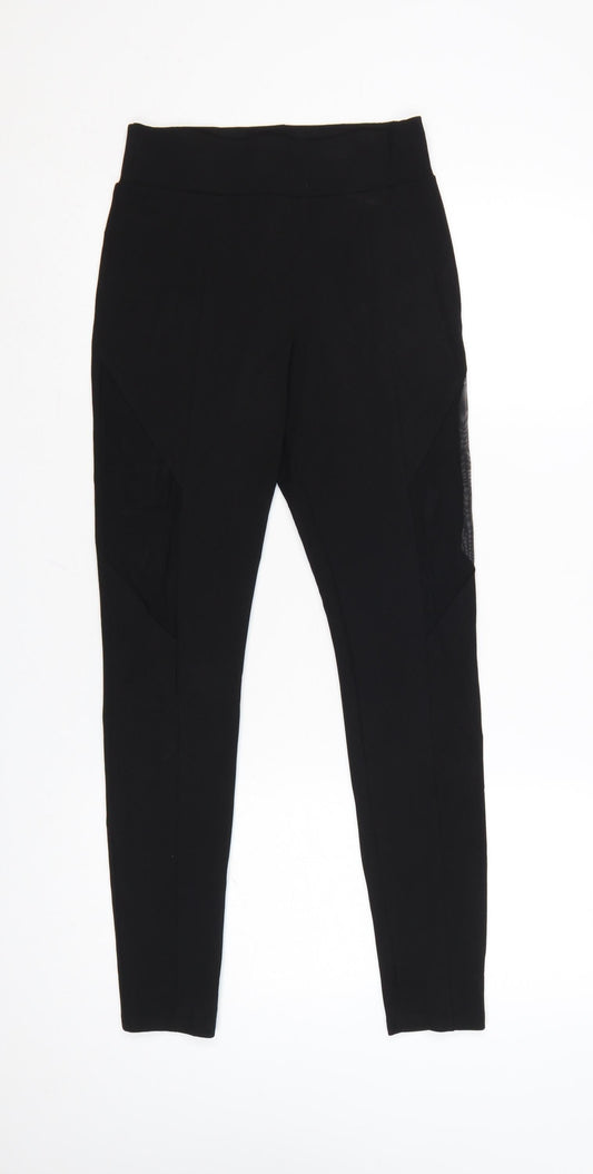 Miss Selfridge Women Black UK 8 Ankle Leggings Polyester Blend