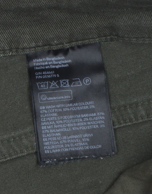 H&M Women's Green High Rise Cotton Blend Hot Pants Shorts Size 10