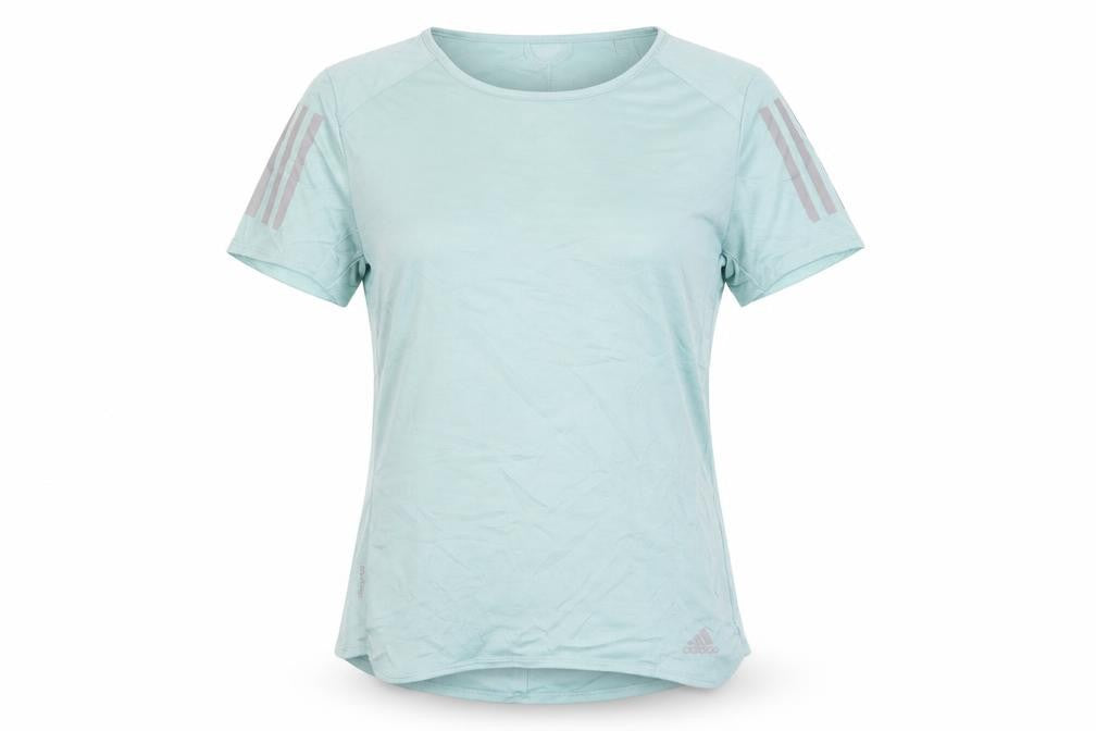 Front view of adidas Women Blue XS Climalite Running T-Shirt Lightweight Top