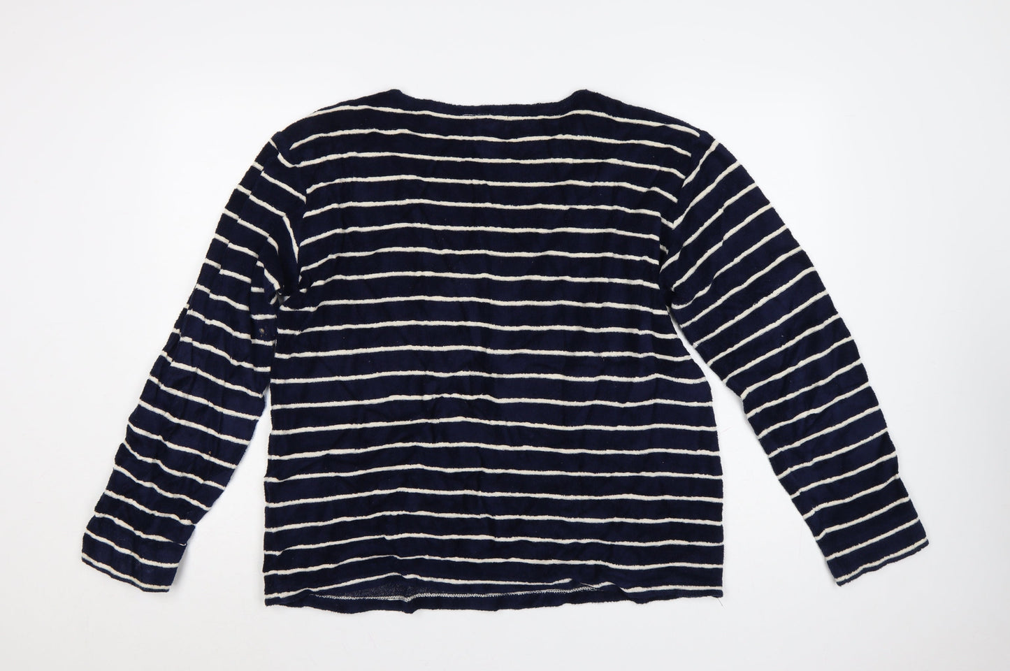 Armor Lux Women Navy White Striped Pullover Sweatshirt L Cotton Blend