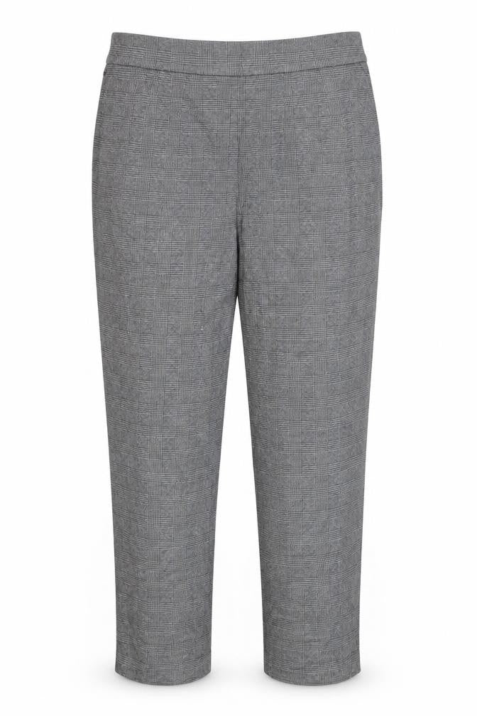 Marks and Spencer Women Grey Check Long Trousers Size 18 Polyester Blend