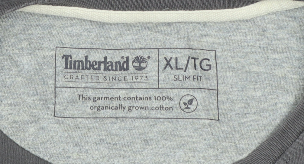 Timberland Men's Grey Slim Fit XL Crew Neck Cotton T-Shirt