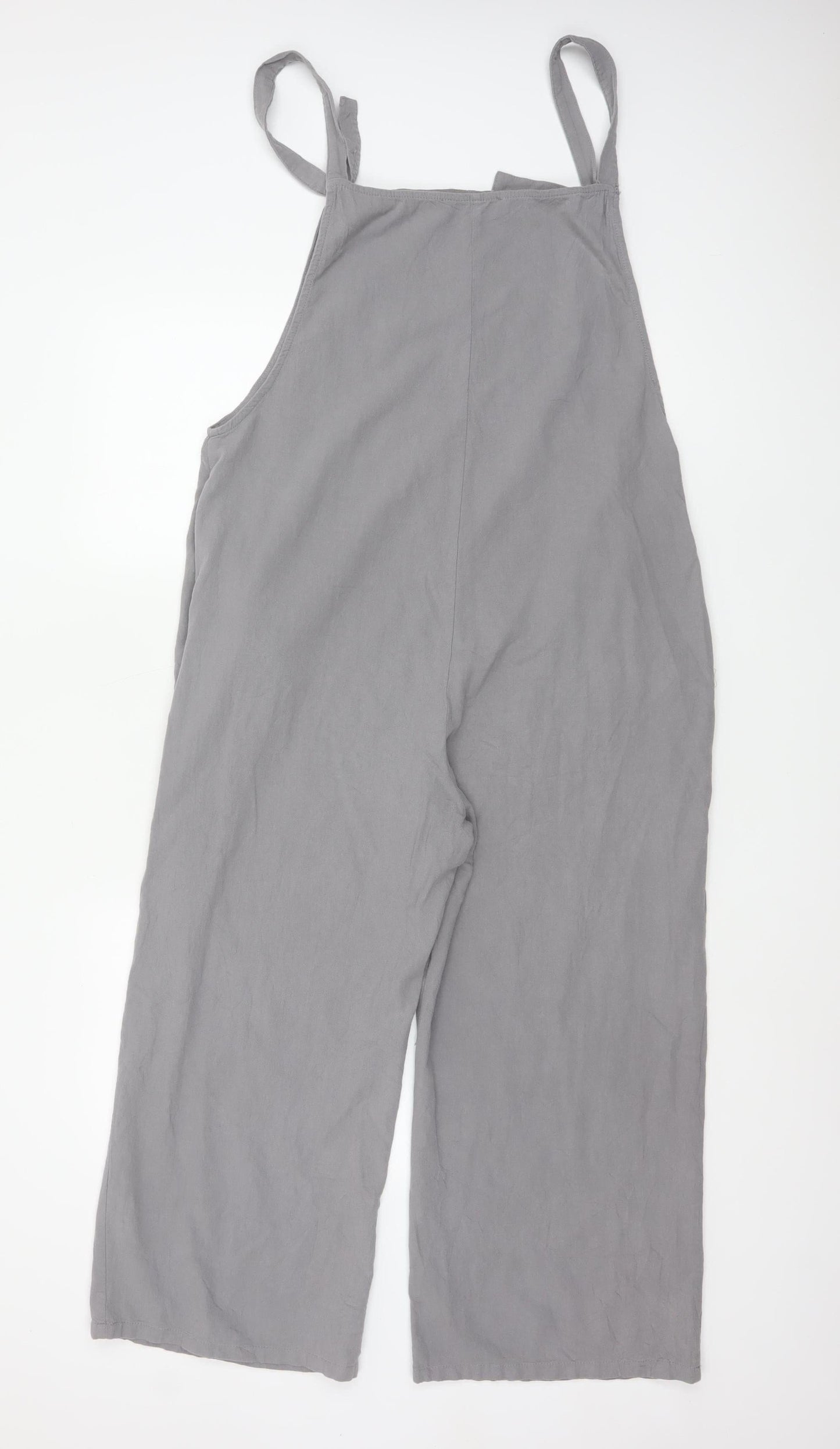 Zanzea Women Grey Cotton Wide-Leg Dungaree Jumpsuit XL