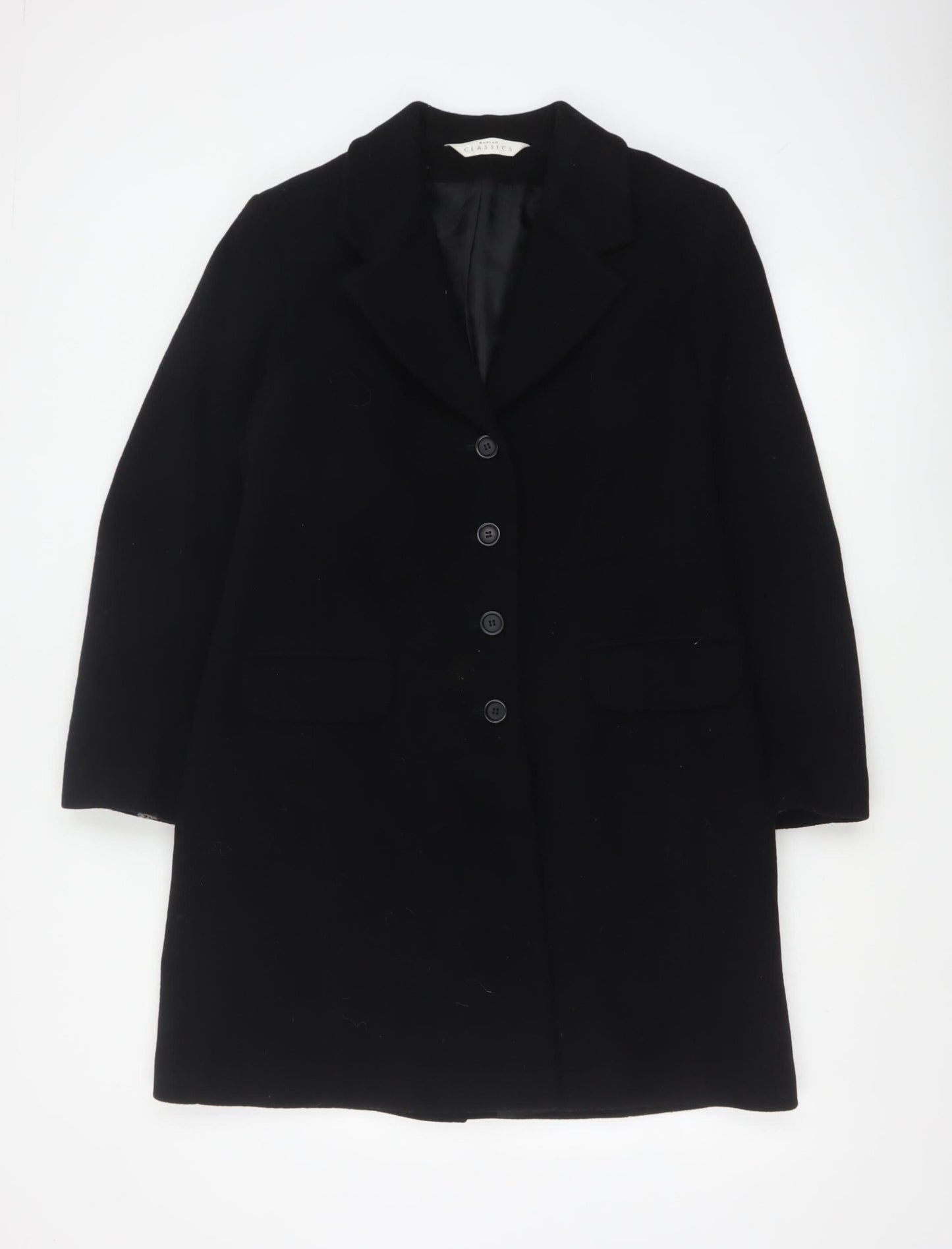 Modern Classics Women's Black Wool Overcoat Size 14
