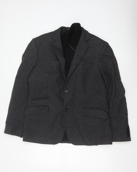 Linea Men’s Grey Wool Blend Blazer Jacket Size L Classic Formal