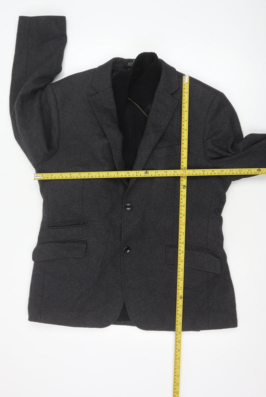 Linea Men’s Grey Wool Blend Blazer Jacket Size L Classic Formal