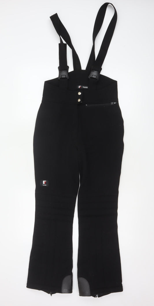Tonini Women's Black Ski Jumpsuit Size 10 Nylon Acrylic Blend Adjustable Straps
