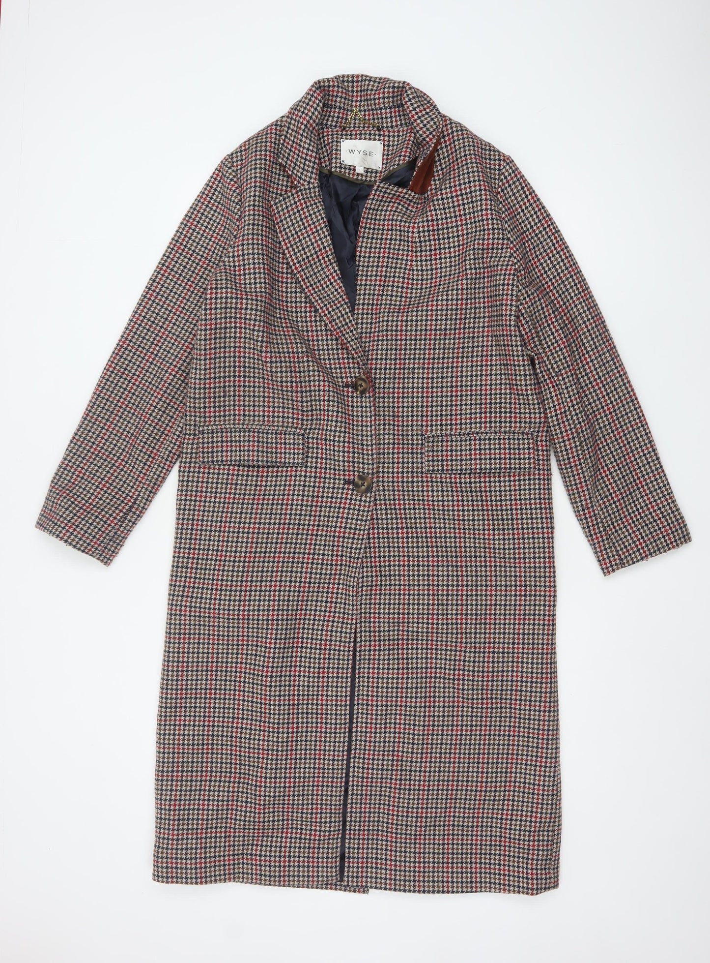 WYSE London Women's Multicoloured Check Long Overcoat Size 8