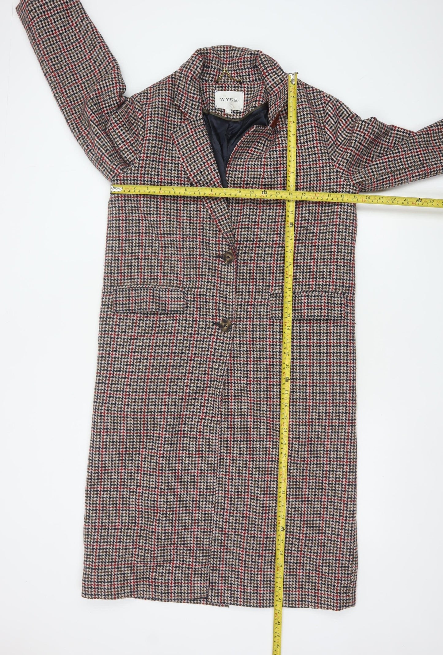 WYSE London Women's Multicoloured Check Long Overcoat Size 8