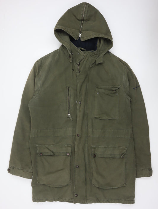 Champion Men's Green Cotton Parka Jacket XL Hooded Outdoor Casual