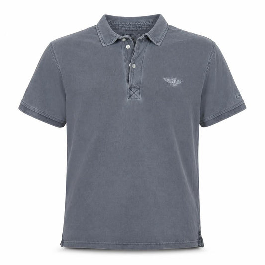 Lazy Jacks Men's Grey Stonewashed Cotton Polo Shirt Size M