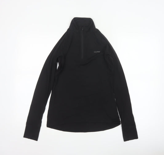 USA Pro Womens Black Slim Fit 1/4 Zip Long Sleeve Activewear Top Size 10