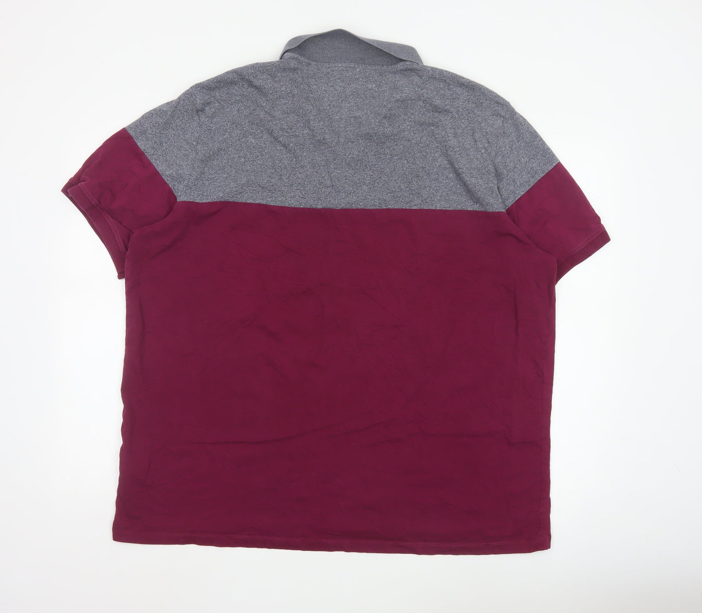 Next Men's Grey and Red Colourblock Polo Shirt 3XL Regular Fit