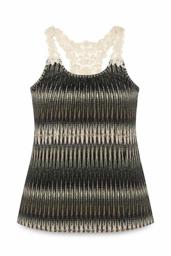 New Directions Women’s Multicoloured Lace Racerback Tank Top Size L