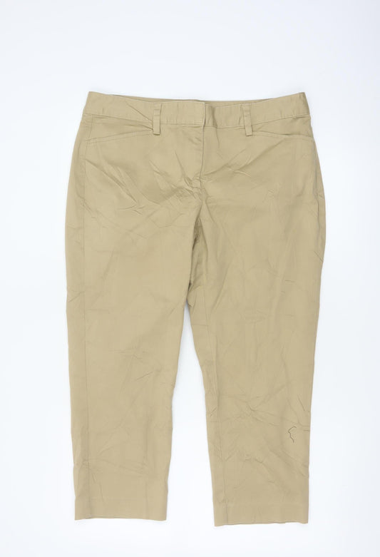 Lands' End Womens Beige Slim Leg Chino Trousers UK 14/16 Petite