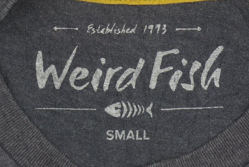 Weird Fish Men's Blue Small Graphic Print T-Shirt Organic Cotton Blend
