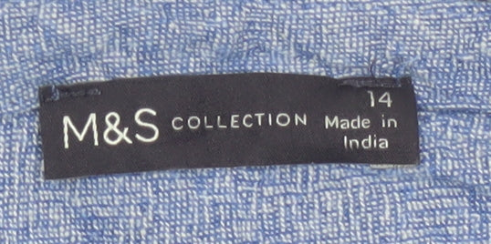 Marks and Spencer Women Blue Linen Blend Shift Dress Size 14