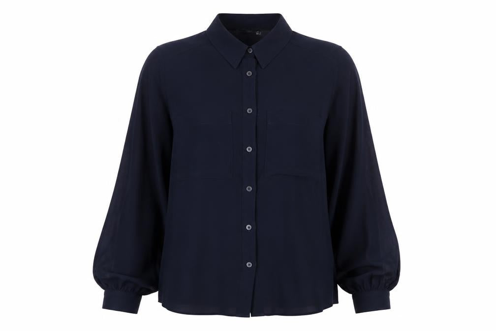 Marks & Spencer Women's Blue Long Sleeve Button-Up Blouse Size 14