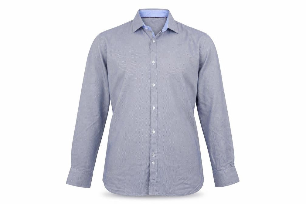 Marks & Spencer Mens Blue 18.5in Tailored Long Sleeve Cotton Shirt