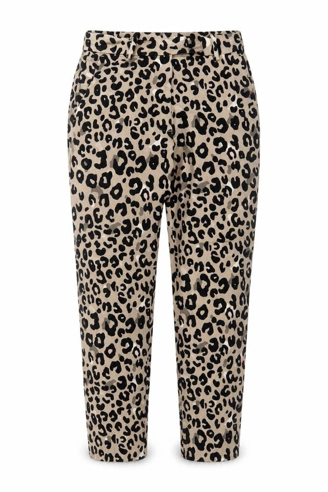 Marks & Spencer Women Beige Animal Print Slim Cropped Trousers Size 6 Short