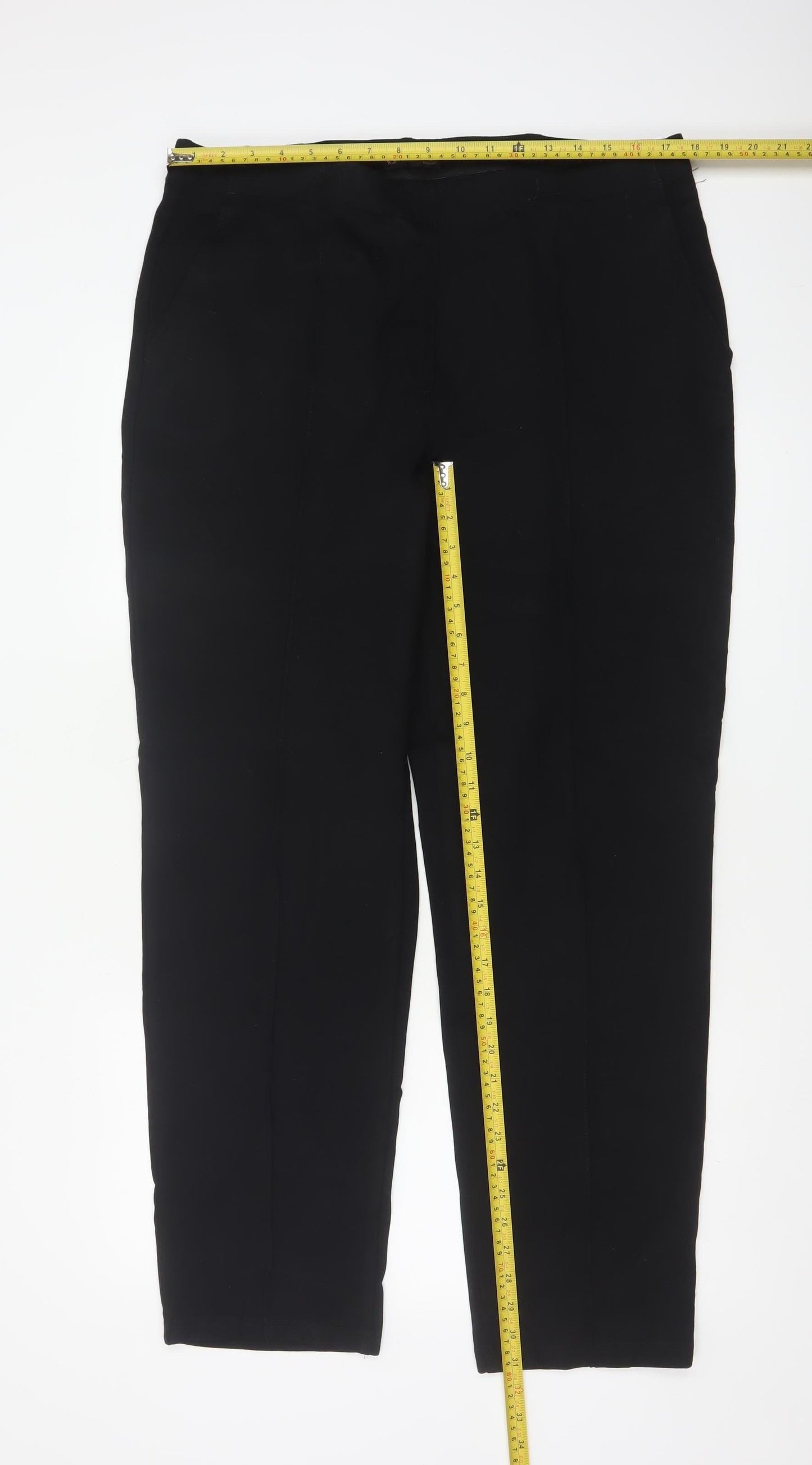 Marks and Spencer Womens Black Regular Leg Trousers Size 18 Viscose Blend