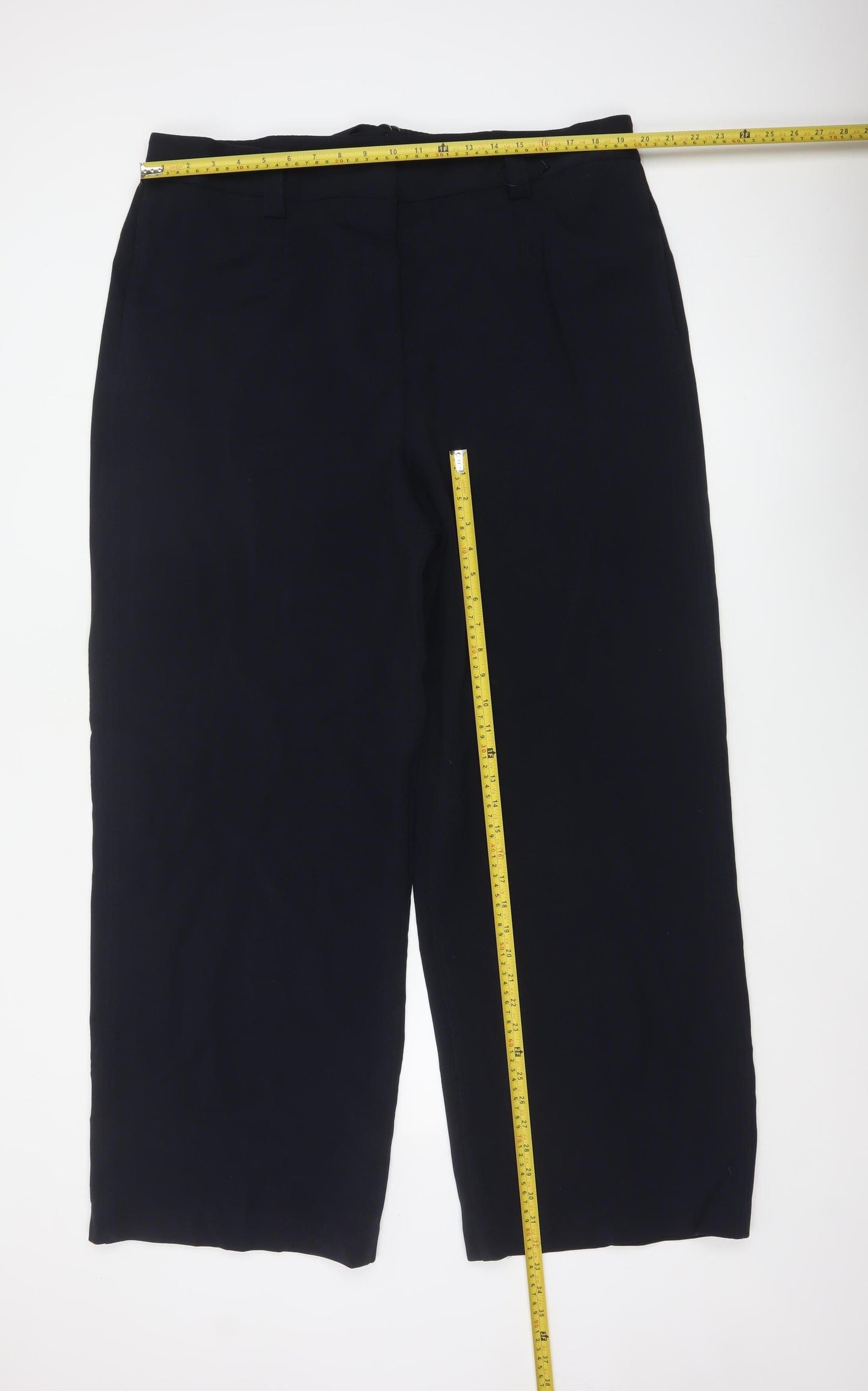 Marks and Spencer Women Black Size 20L Wide-Leg Trousers
