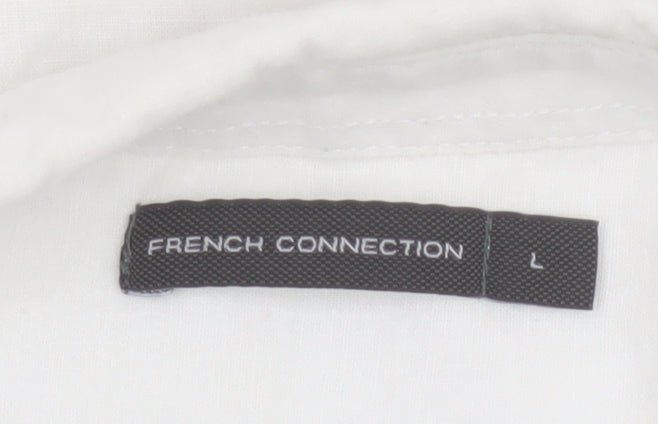 French Connection Men's White Linen Cotton Short Sleeve Shirt L