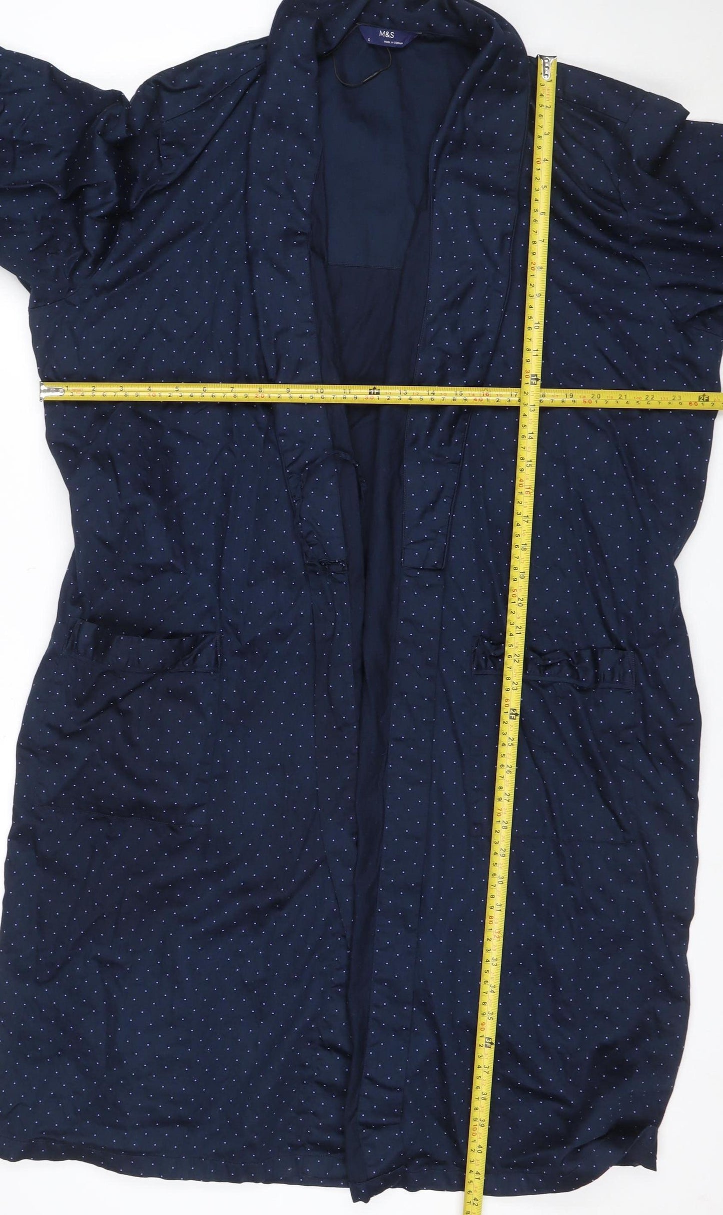 Marks and Spencer Men's Navy Polka Dot Cotton Robe L