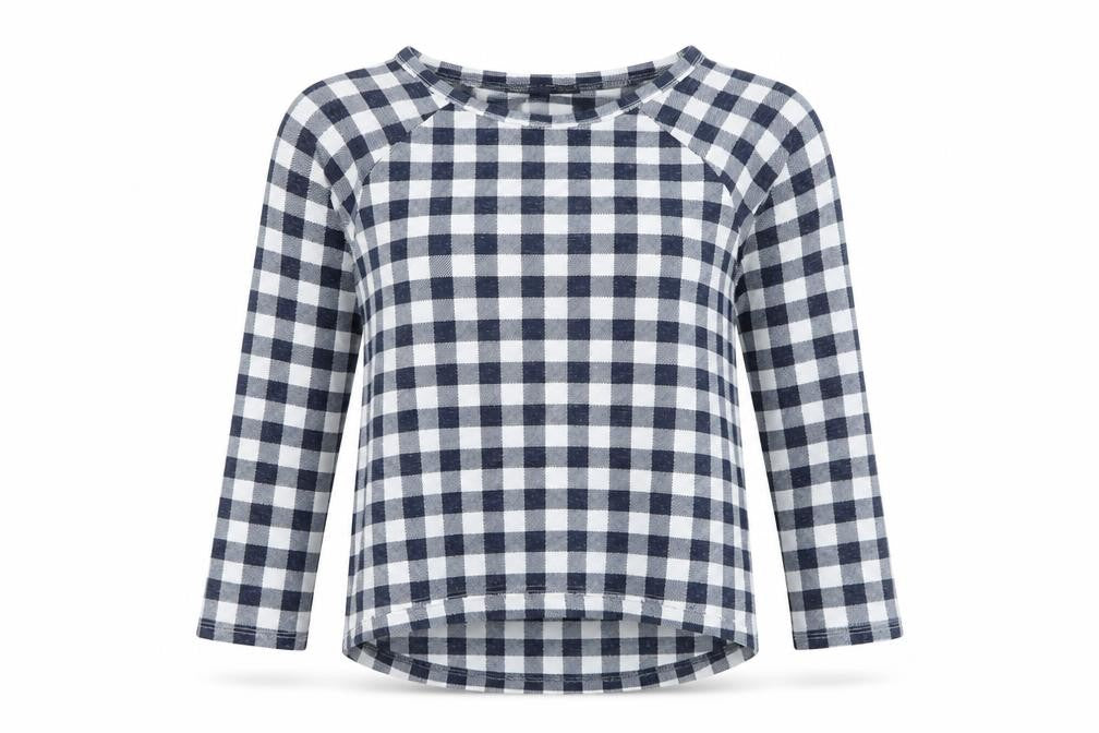 Marks and Spencer Women's Blue Check 3/4 Sleeve Blouse Size 8