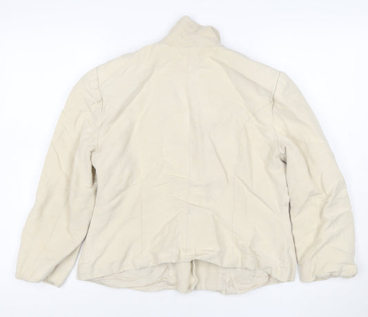 Monsoon Womens Beige Linen Blend Suit Jacket Size 14 Classic Style